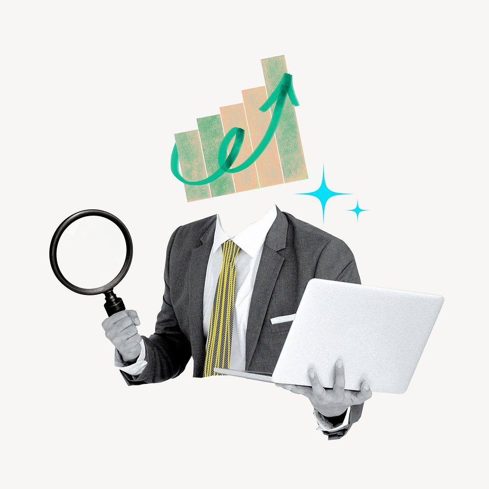 Business solution, growing bar chart head businessman